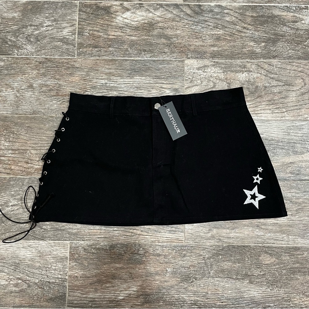 Black Mini Skirt with Star Embroidery